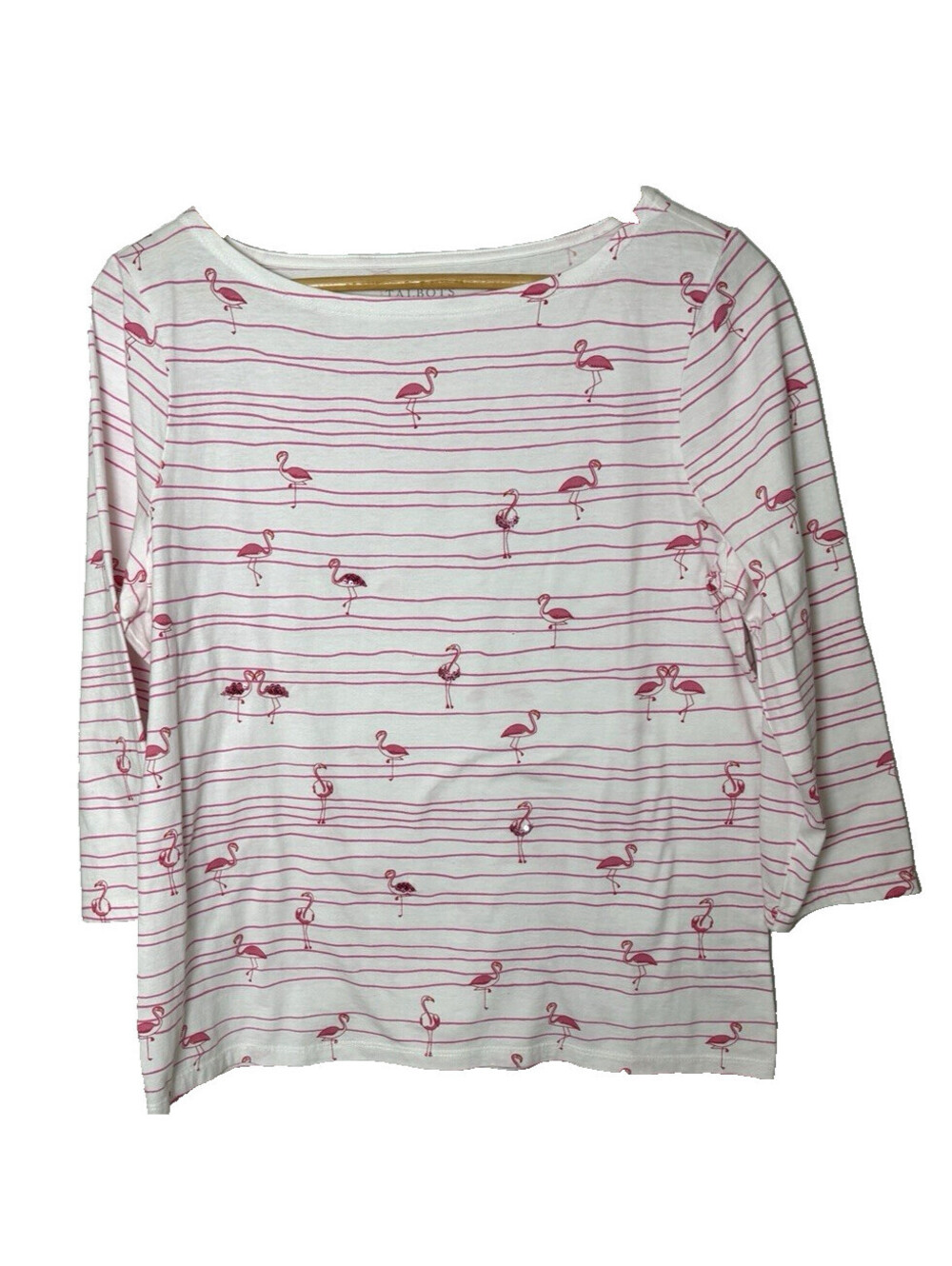 Talbots Petite Large Sequined Flamingo Tunic Top Shirt Women’s